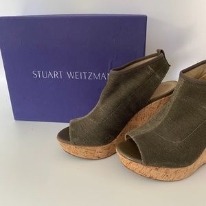 Stuart Weitzman Glover Chino Stretch Wedge Shoes